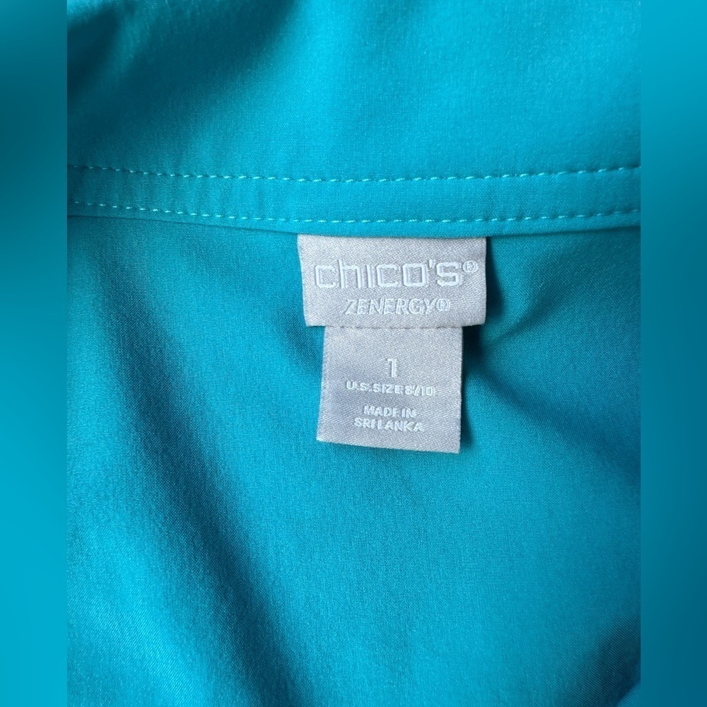 Chico’s Zenergy Teal Blue Lightweight Athletic Zip Up Jacket Size 1 (US Medium) - Picture 2 of 8